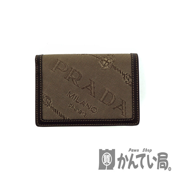 Prada Leather Folding Wallet Brown Canvas - Picture 1 of 7
